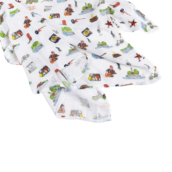 GiftSet: Austin Baby Muslin Swaddle Blanket and Burp Cloth/Bib Combo