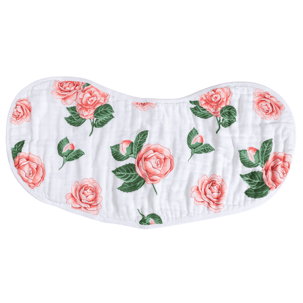 GiftSet: Camelia Baby Muslin Swaddle Blanket and Burp Cloth/Bib Combo
