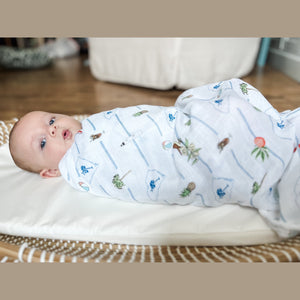 GiftSet: South Carolina Baby Muslin Swaddle Blanket and Burp Cloth/Bib Combo