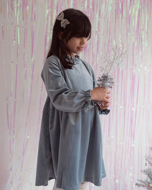 Girls Blue Christmas Dress in Velvet