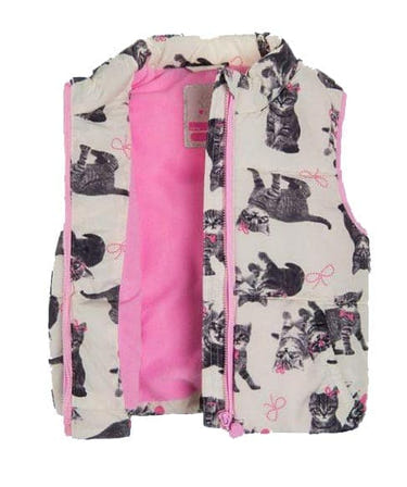 Girls cat print vest for babies, perfect for stylish and comfortable wear.