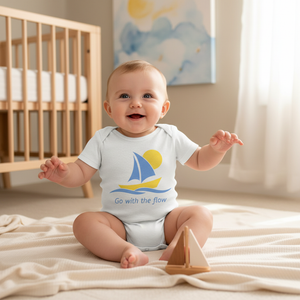 Go With The Flow Sailing Short Sleeve Romper & Hat Gift Set