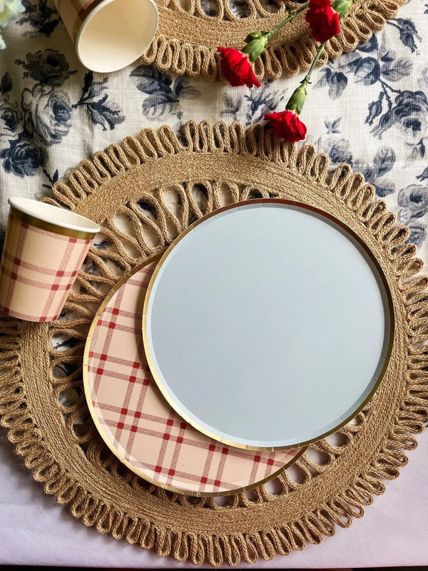 Gold Light Blue Paper Plate (8pcs)