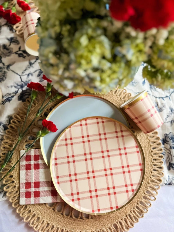 Gold Light Blue Paper Plate (8pcs)