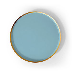 Gold Light Blue Paper Plate (8pcs)