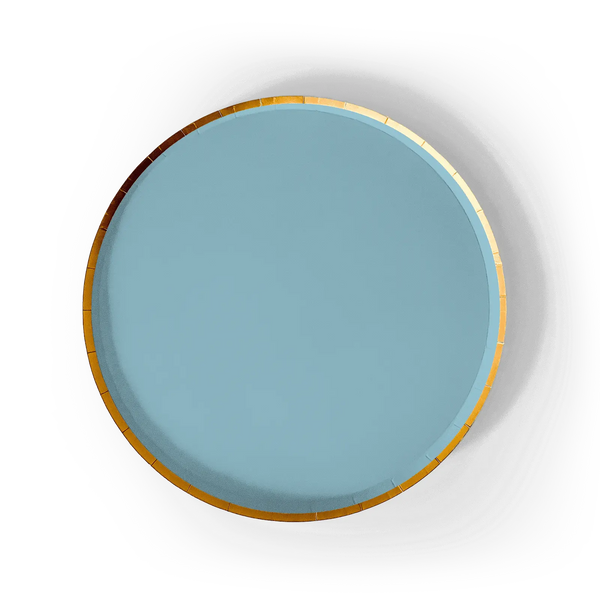 Gold Light Blue Paper Plate (8pcs)