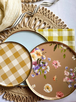 Gold Light Blue Paper Plate (8pcs)