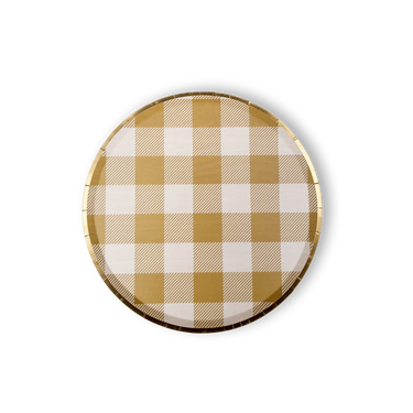 Gold Matte Plaid Paper Dessert Plate (8pcs)