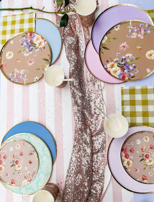 Gold Purple Paper Plate (8pcs)