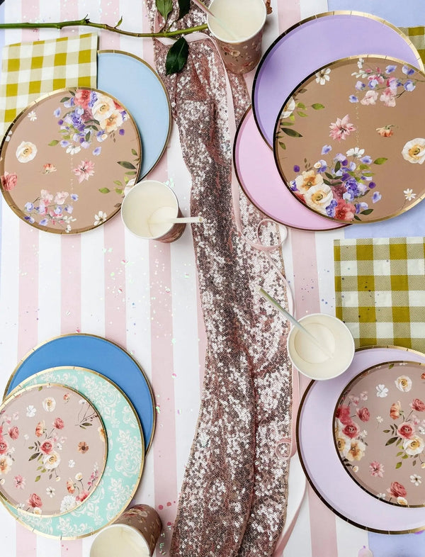 Gold Purple Paper Plate (8pcs)