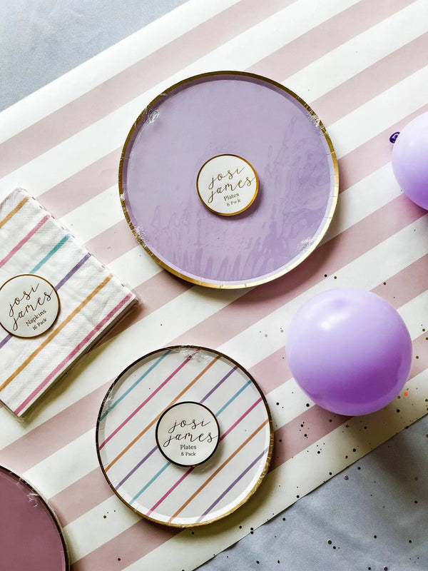 Gold Purple Paper Plate (8pcs)