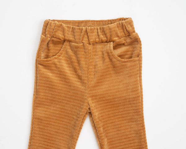 Golden Brown Velour Corduroy Bell Bottoms for Babies, Toddler and Girls
