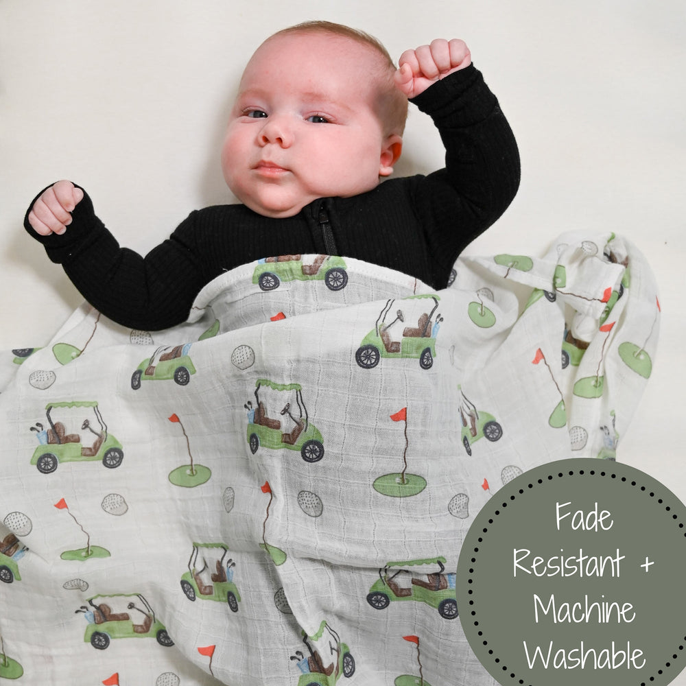 Golf A Round Baby Muslin Swaddle Blanket