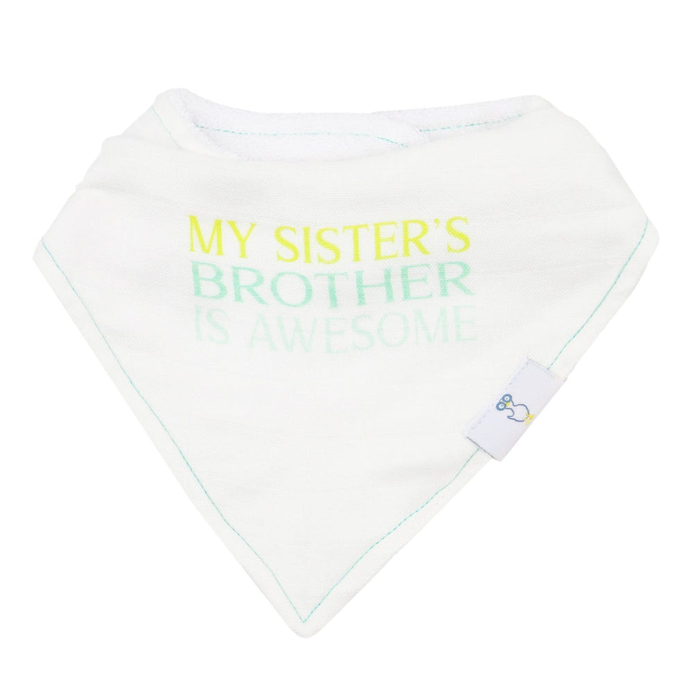 Brother and Arrows 2 Pack Muslin & Terry Cloth Bib Set for babies, featuring soft, absorbent materials in stylish designs.