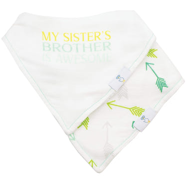 Brother and Arrows 2 Pack Muslin & Terry Cloth Bib Set for babies, featuring soft, absorbent materials in stylish designs.