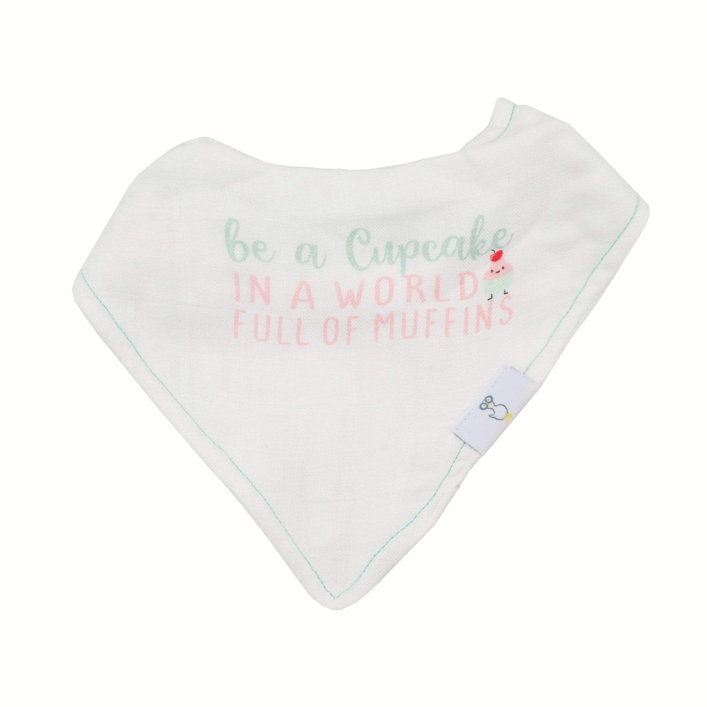Muffin and Cupcake 2 Pack Muslin & Terry Cloth Bib Set for babies, featuring adorable designs and soft, absorbent materials.