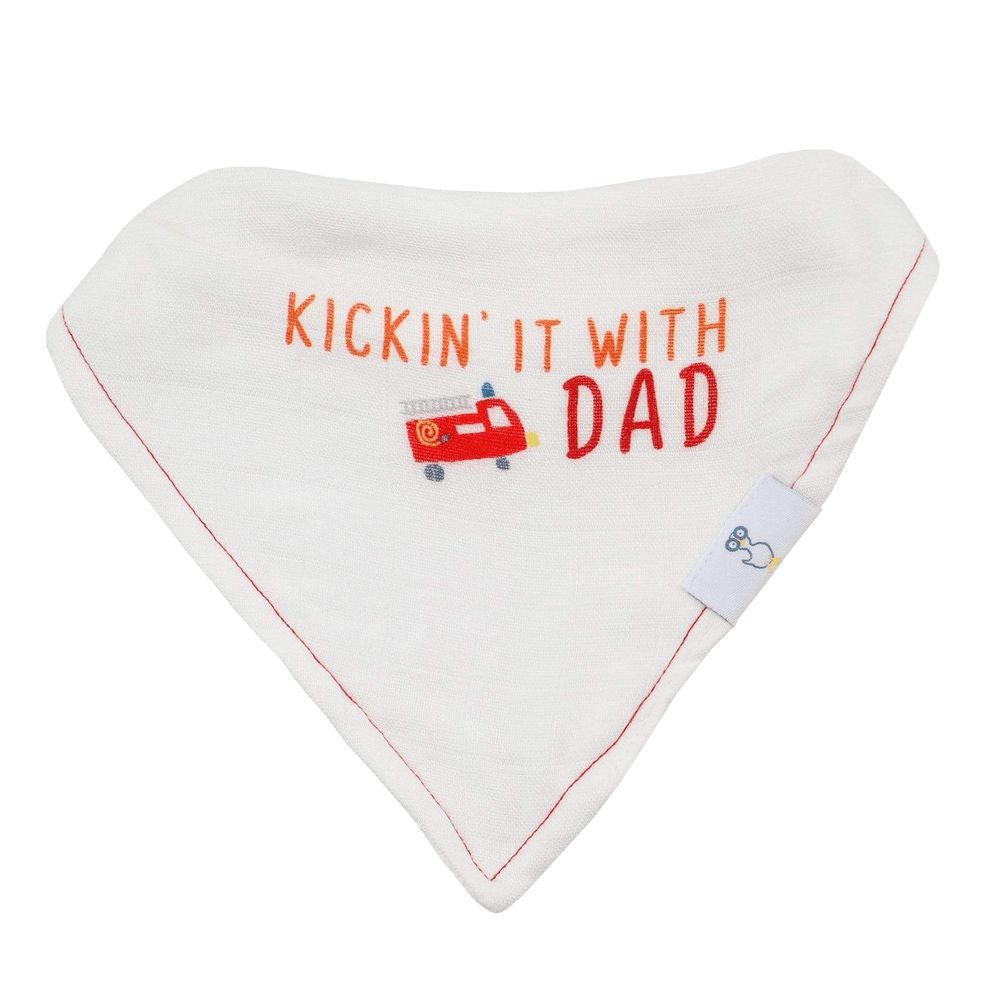 Dad and Buildings 2 Pack Muslin & Terry Cloth Bib Set for babies, featuring soft, absorbent materials and playful designs.