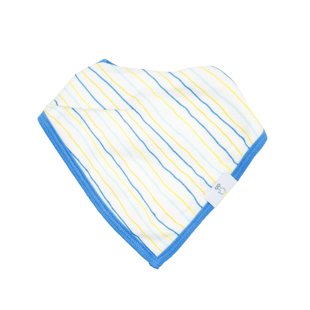 Stripes and Rain Drops 2 Pack Muslin & Terry Cloth Bib Set for babies, featuring stylish designs and soft materials.