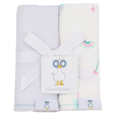 Castles and Lavender 2 PK Muslin & Terry Cloth Burp Cloths for babies, soft and absorbent, perfect for feeding time.
