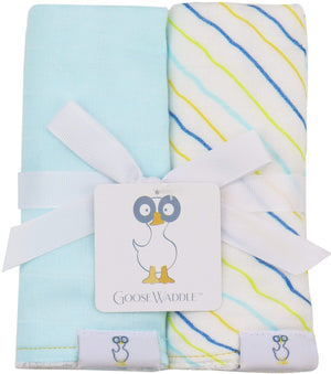 Stripes and Light Blue 2 PK Muslin & Terry Cloth Burp Cloth