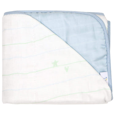 Mountain and Blue Oversized Bamboo Muslin Quilted Blanket for babies, soft and cozy for comfort and warmth.