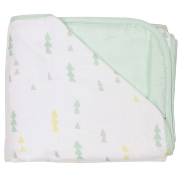 Oversized Triangles and Mint Bamboo Muslin Quilted Blanket for babies, soft and breathable for comfort and style.