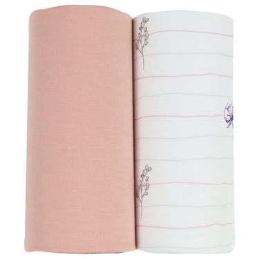 Flower and pink 2-pack swaddle blankets for babies, soft and cozy for comfortable sleep.