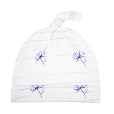 Flowers with Stripes Knotted Baby Beanie