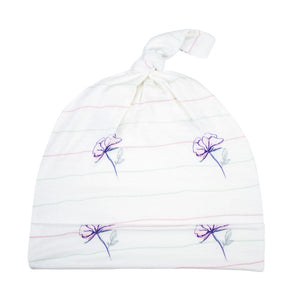 Flowers with Stripes Knotted Baby Beanie