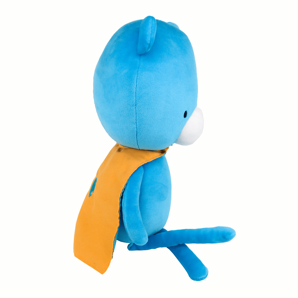 Soft bear plush doll with a cape, perfect for cuddles and imaginative play. Ideal baby gift.