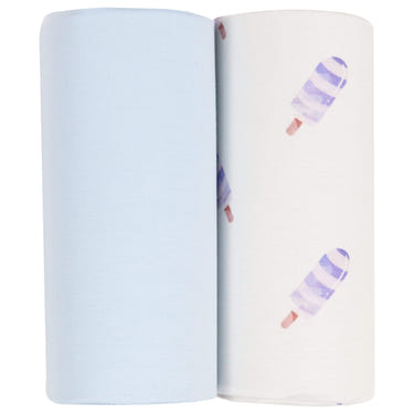 Blue popsicle and blue 2 pack swaddle blankets for babies, soft and cozy for comfortable sleep.