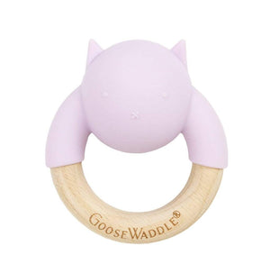 Rattle Teether Wooden + Silicone (4 Colors)