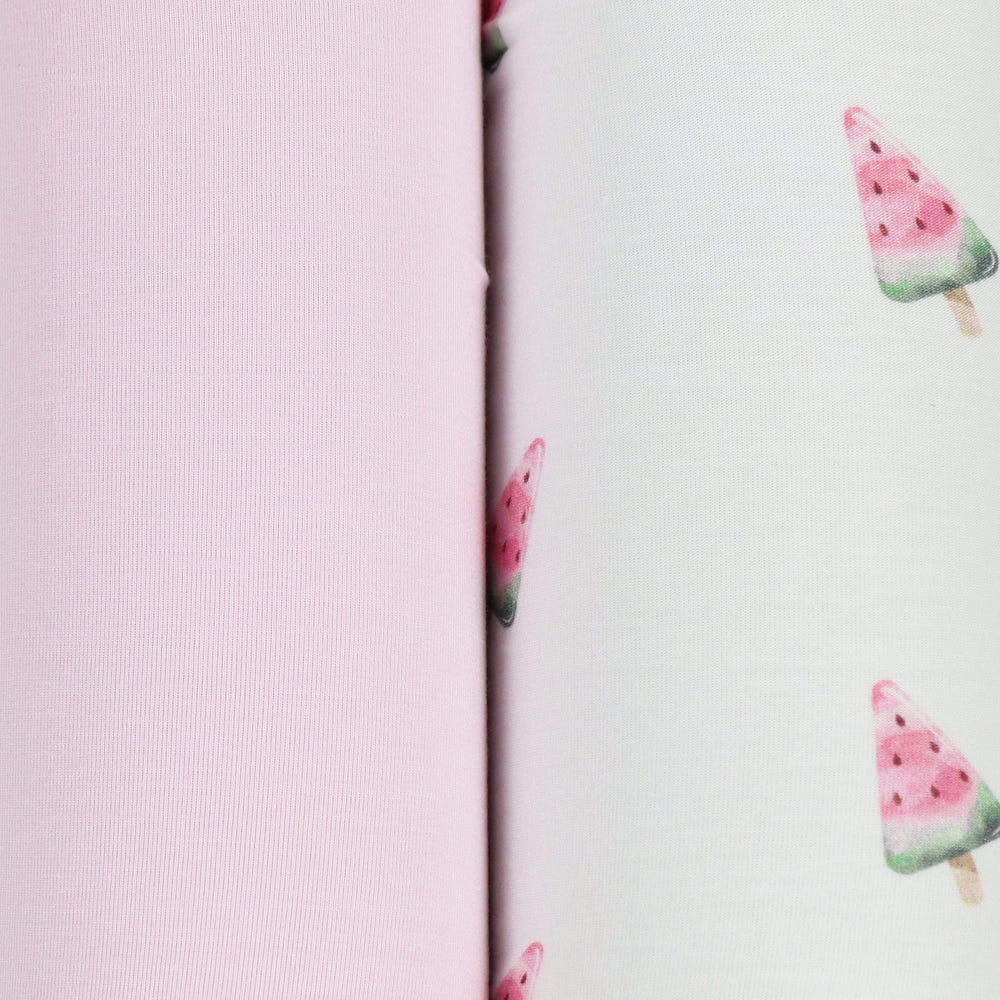 Watermelon popsicle and pink 2-pack swaddle blankets for babies, soft and stylish for comfortable swaddling.
