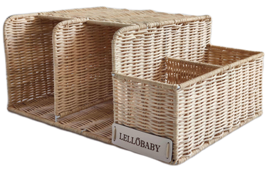 LELLOBABY™ X Hampton BABY Deluxe Rattan Diaper Caddy for stylish and organized baby care.