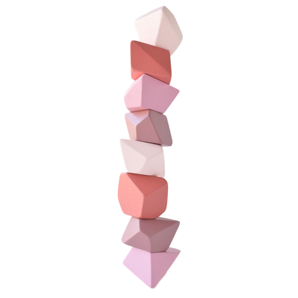 Blush set of 8 early learning sensory play toys for babies, promoting exploration and development.