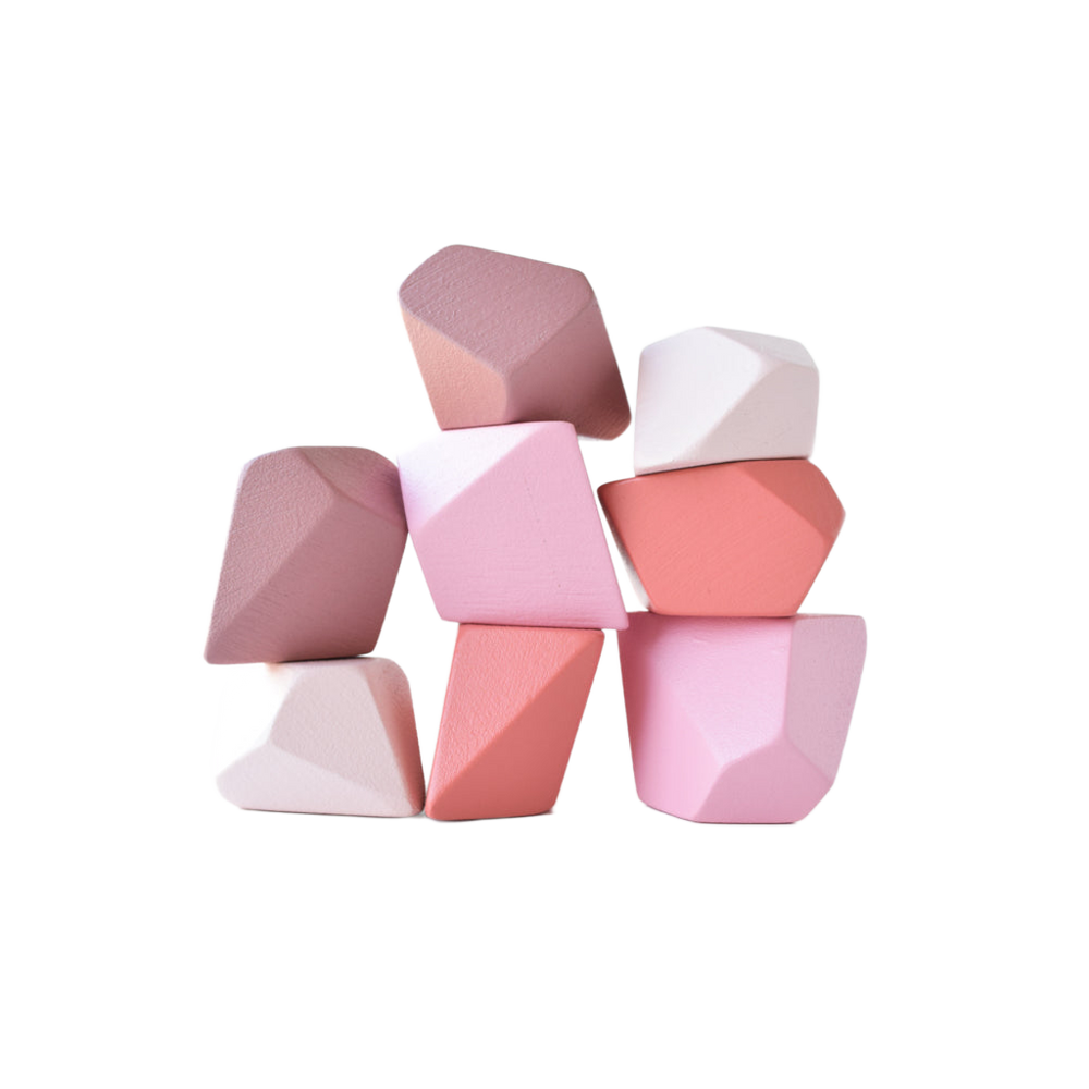 Blush set of 16 early learning and sensory play toys for babies, promoting development and creativity.