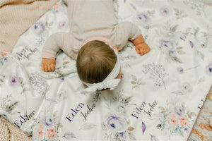 Personalized Baby Blanket – Crystal Jean Lavender Baby Deluxe Floral Minky Throw