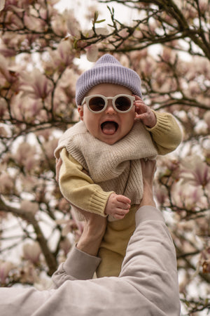 Classic sustainable baby sunglasses, plant-based, bendable, polarized for ages 0-2, shown at angle 5.