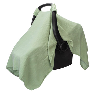 Sage baby car seat cover for stylish and comfortable travel. Perfect fit for safety and protection.