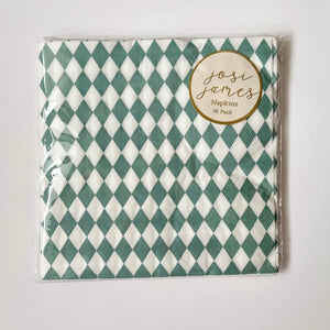 Green Bavarian Check Large Disposable Paper Napkins (16pcs)