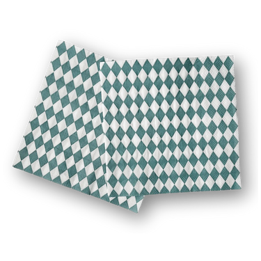 Green Bavarian Check Large Disposable Paper Napkins (16pcs)