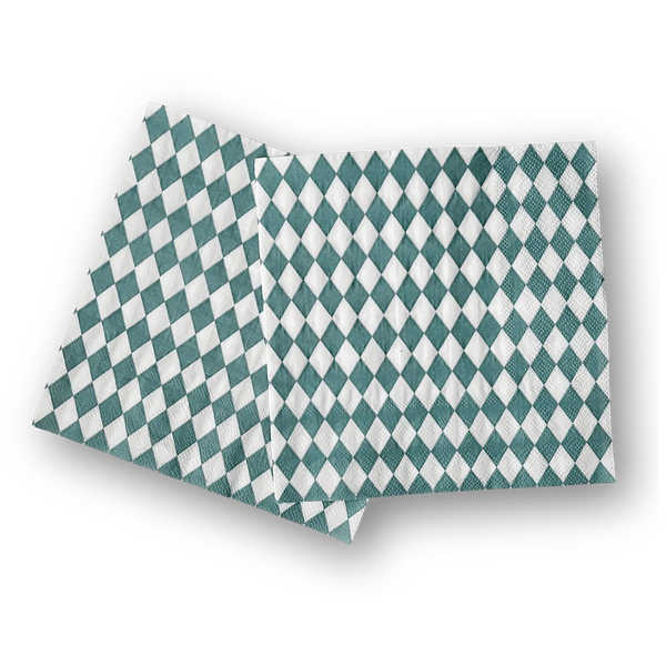 Green Bavarian Check Large Disposable Paper Napkins (16pcs)