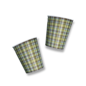 Green & Blue Plaid Cups (8pcs)