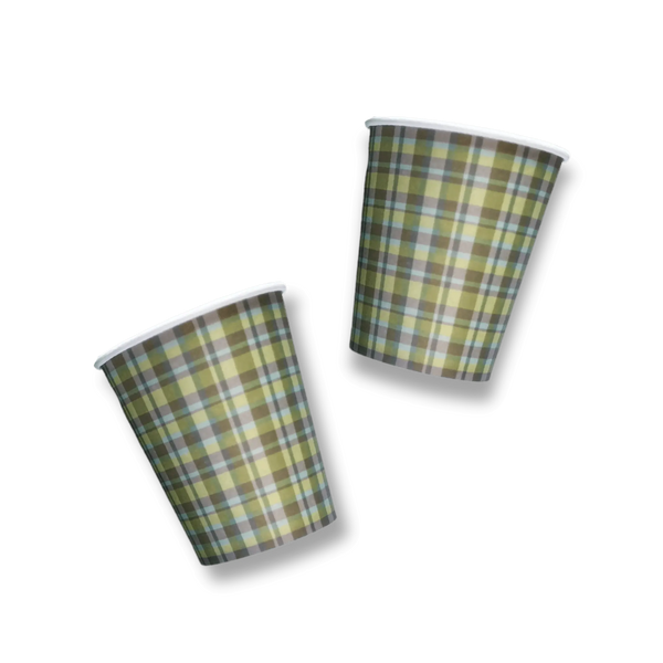 Green & Blue Plaid Cups (8pcs)
