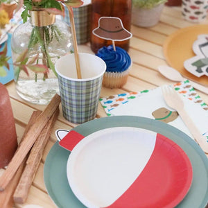 Green & Blue Plaid Cups (8pcs)