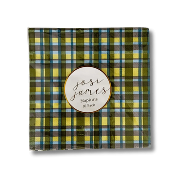 Green & Blue Plaid Large, Disposable Paper Napkins (16pcs)