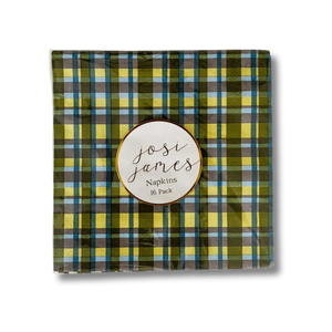 Green & Blue Plaid Large, Disposable Paper Napkins (16pcs)