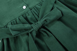 Green Corduroy Santa Smocked Dress