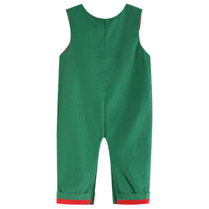 Green Corduroy Sherpa Reindeer Overalls