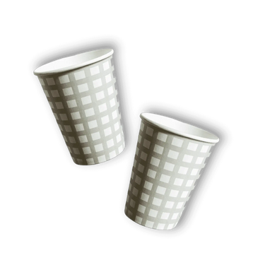 Green Gingham Cups (12pcs)